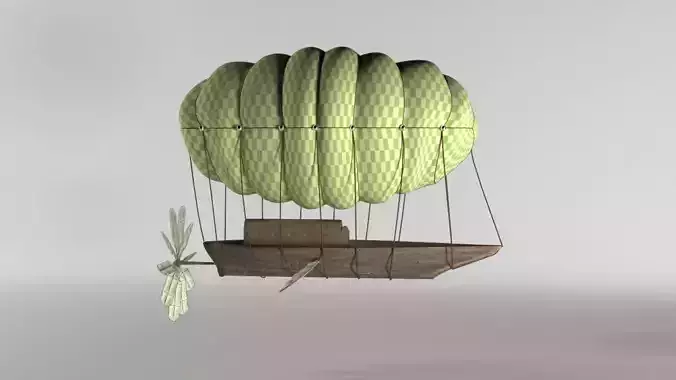 Skyship hot air balloon with boat