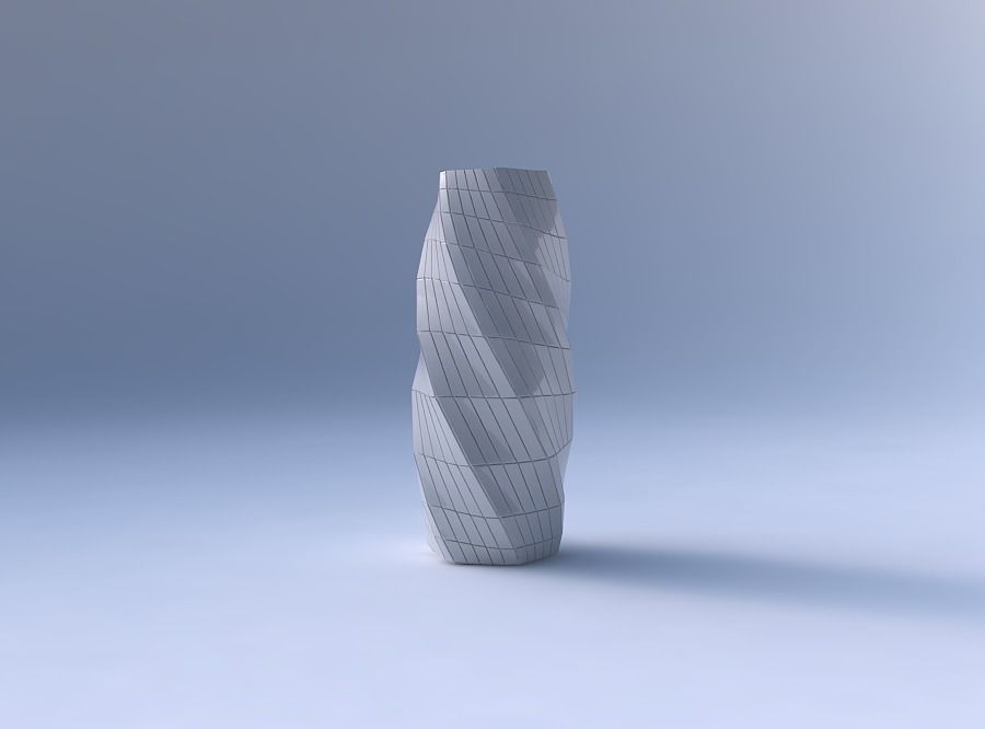 Vase twisted hexagon with distorted grid plates 3D print model_4