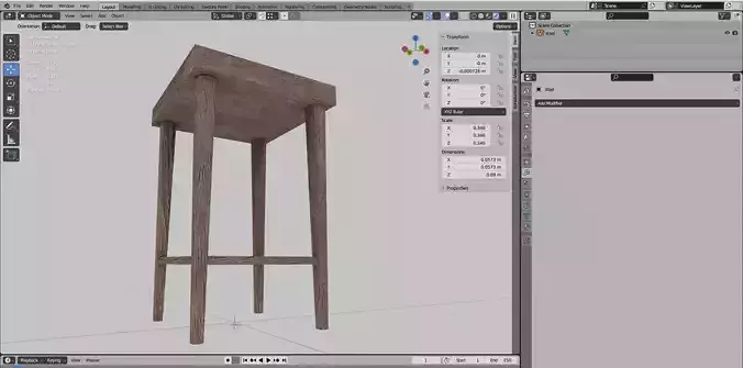 wooden stool low poly 