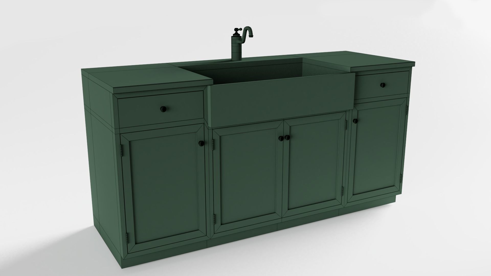 Green Cottage Kitchen Sink 3D model_7