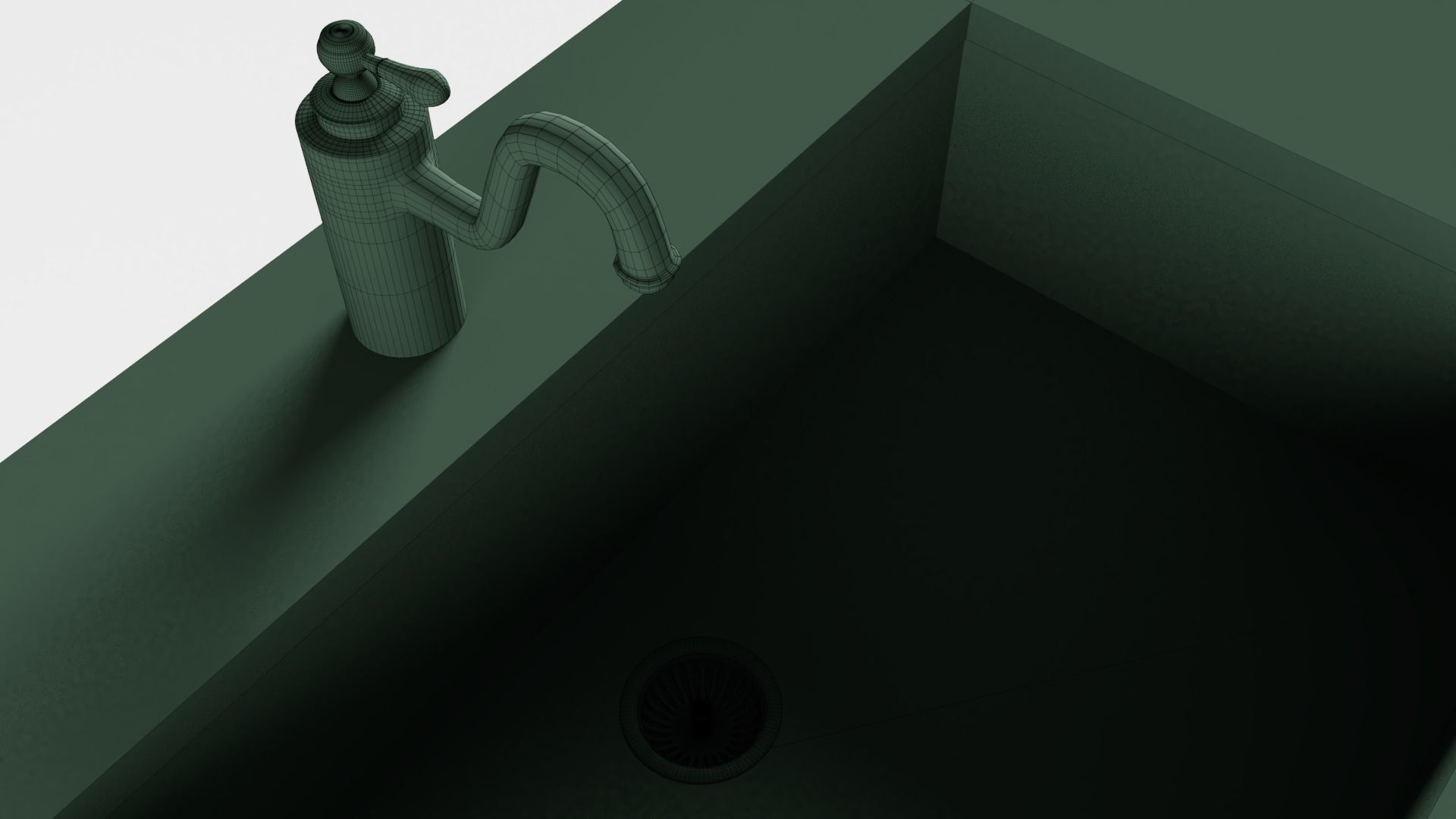 Green Cottage Kitchen Sink 3D model_5