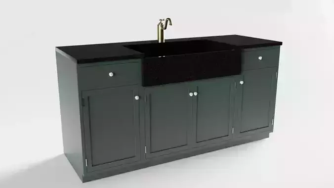 Green Cottage Kitchen Sink 3D model