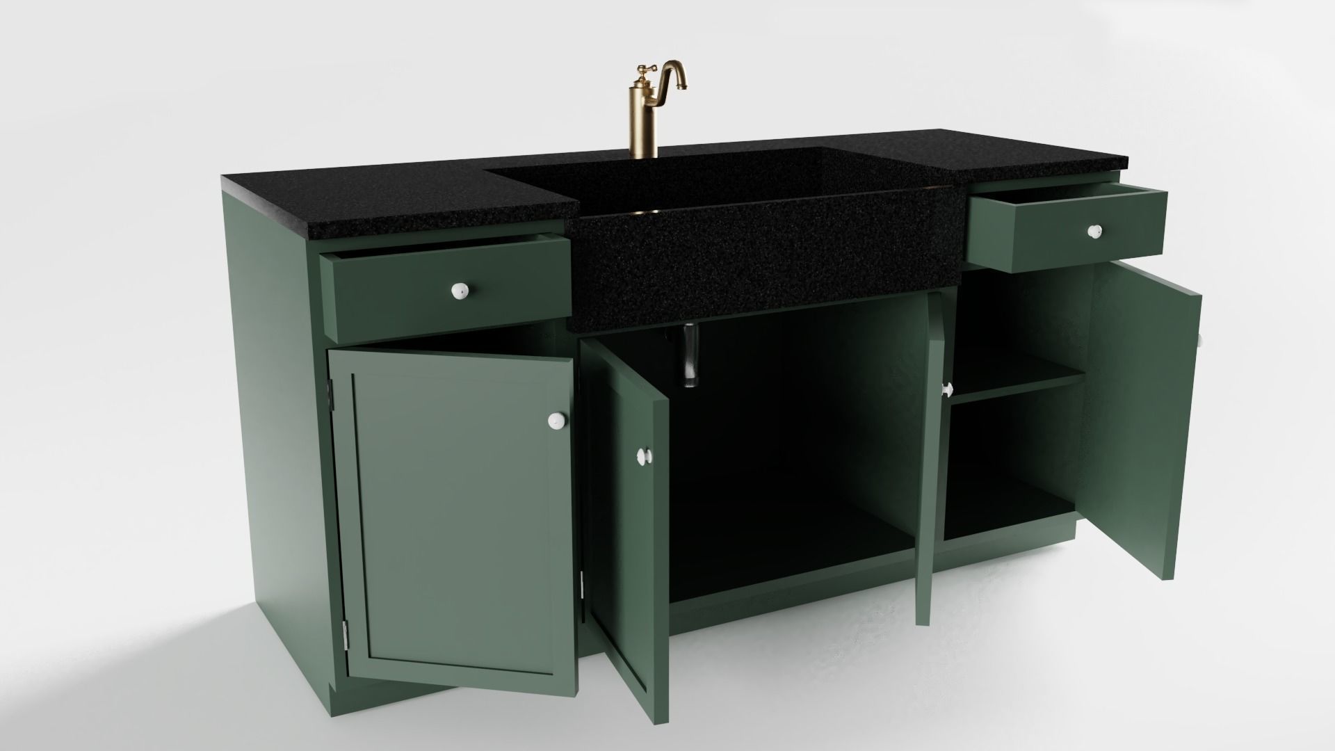 Green Cottage Kitchen Sink 3D model_1