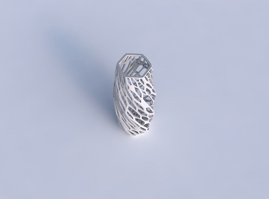 Vase twisted hexagon with faceted organic lattice 3D print model_1