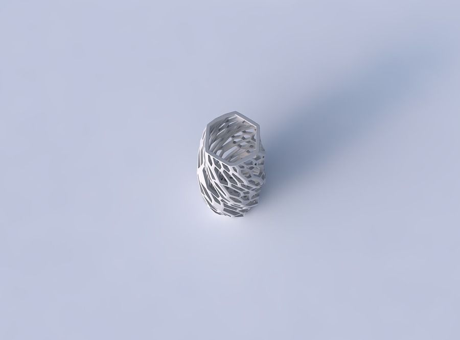 Vase twisted hexagon with faceted organic lattice 3D print model_2