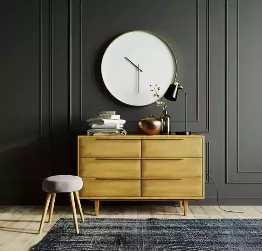 Chest of Drawers with decor set 3D model