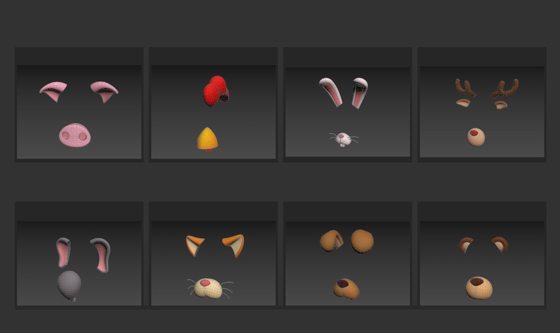 Animal Face Pack 3D model_17