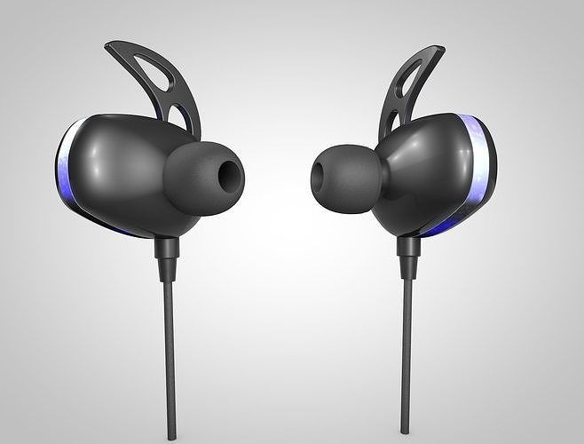 Earphone pair of headphones with lights 3D model