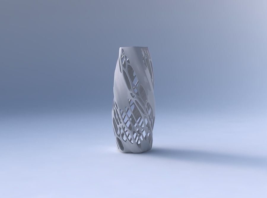 Vase twisted hexagon with organic lattice with solid centers 3D print model_4