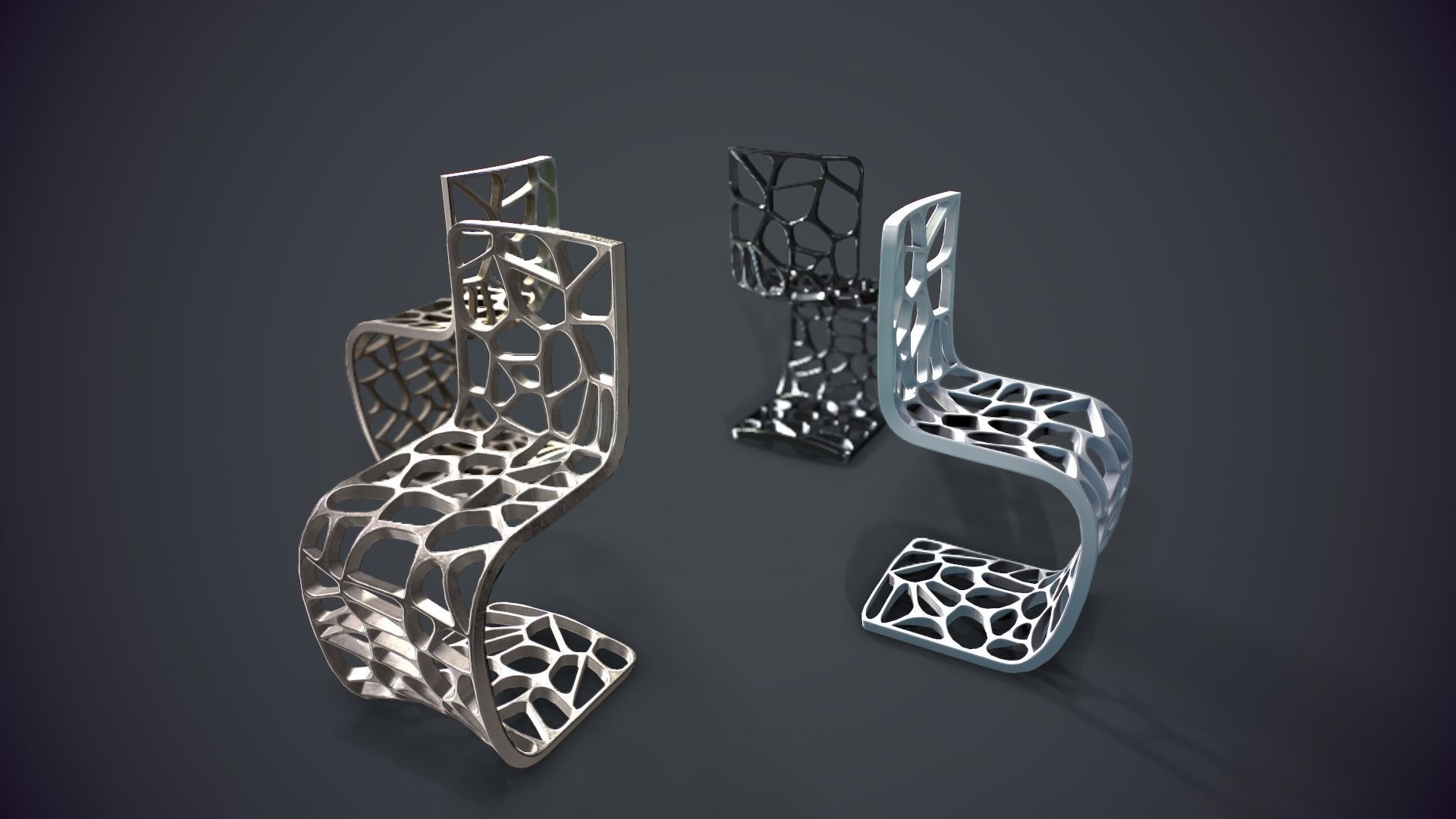 The designer chair Low-poly 3D model_7