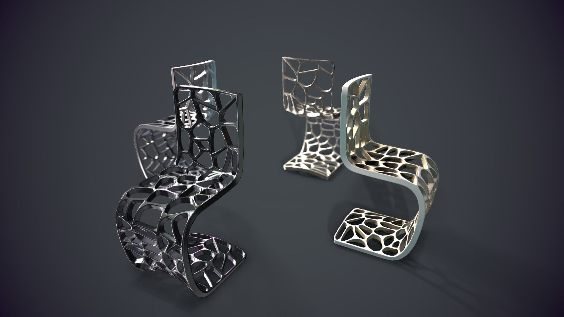 The designer chair Low-poly 3D model_5