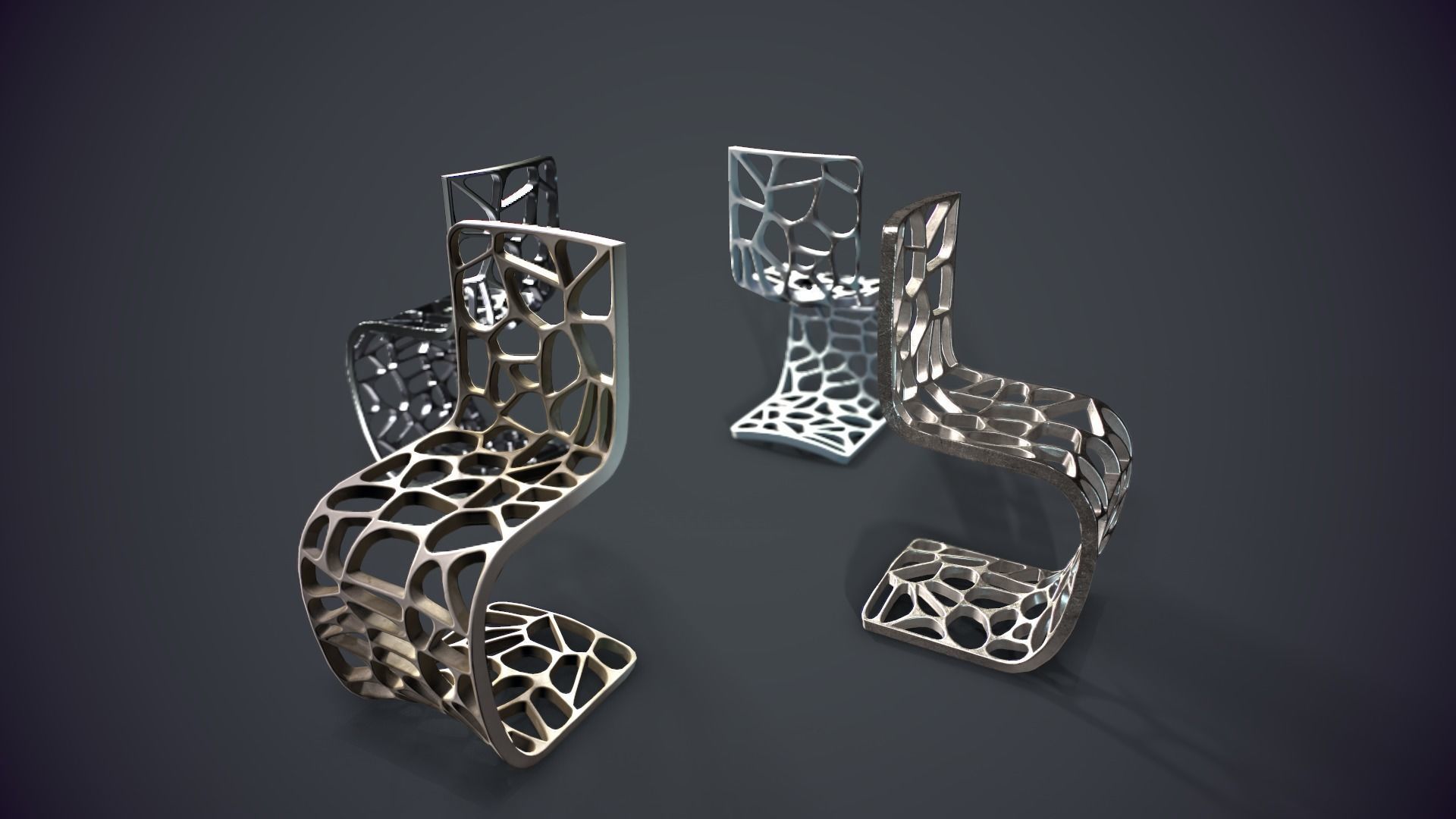The designer chair Low-poly 3D model_8