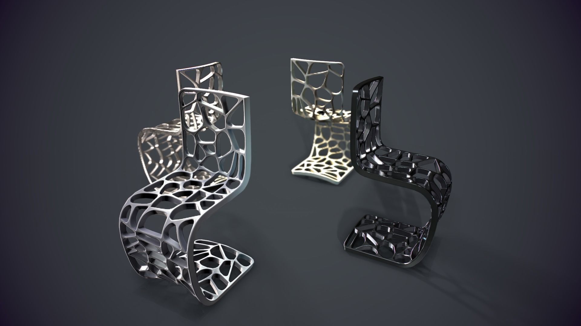The designer chair Low-poly 3D model_6