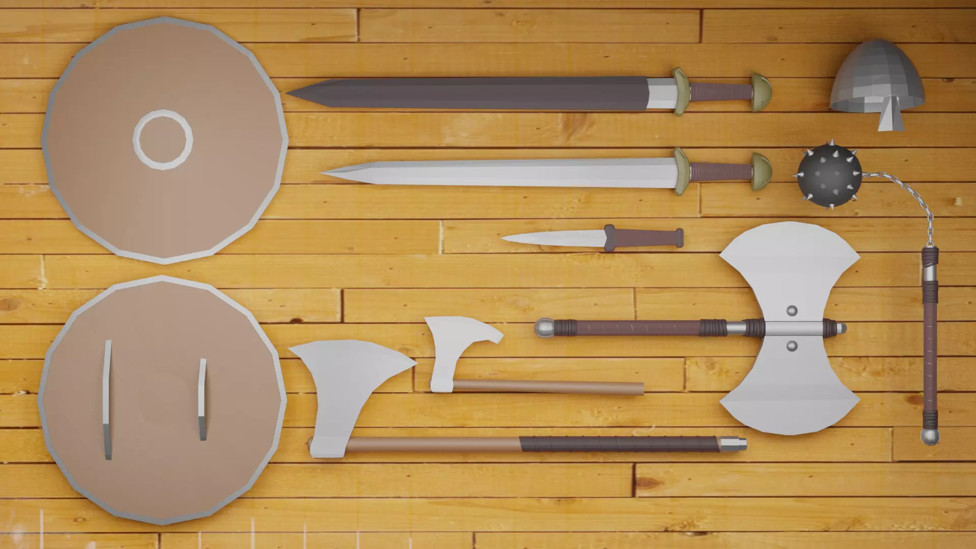 Low poly viking weapons Free low-poly 3D model