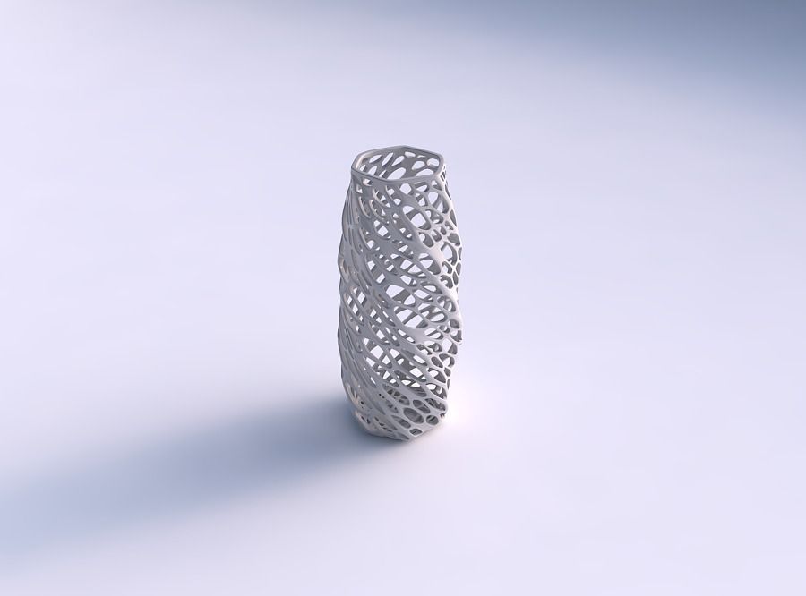 Vase twisted hexagon with twisted dense organic lattice 3D print model