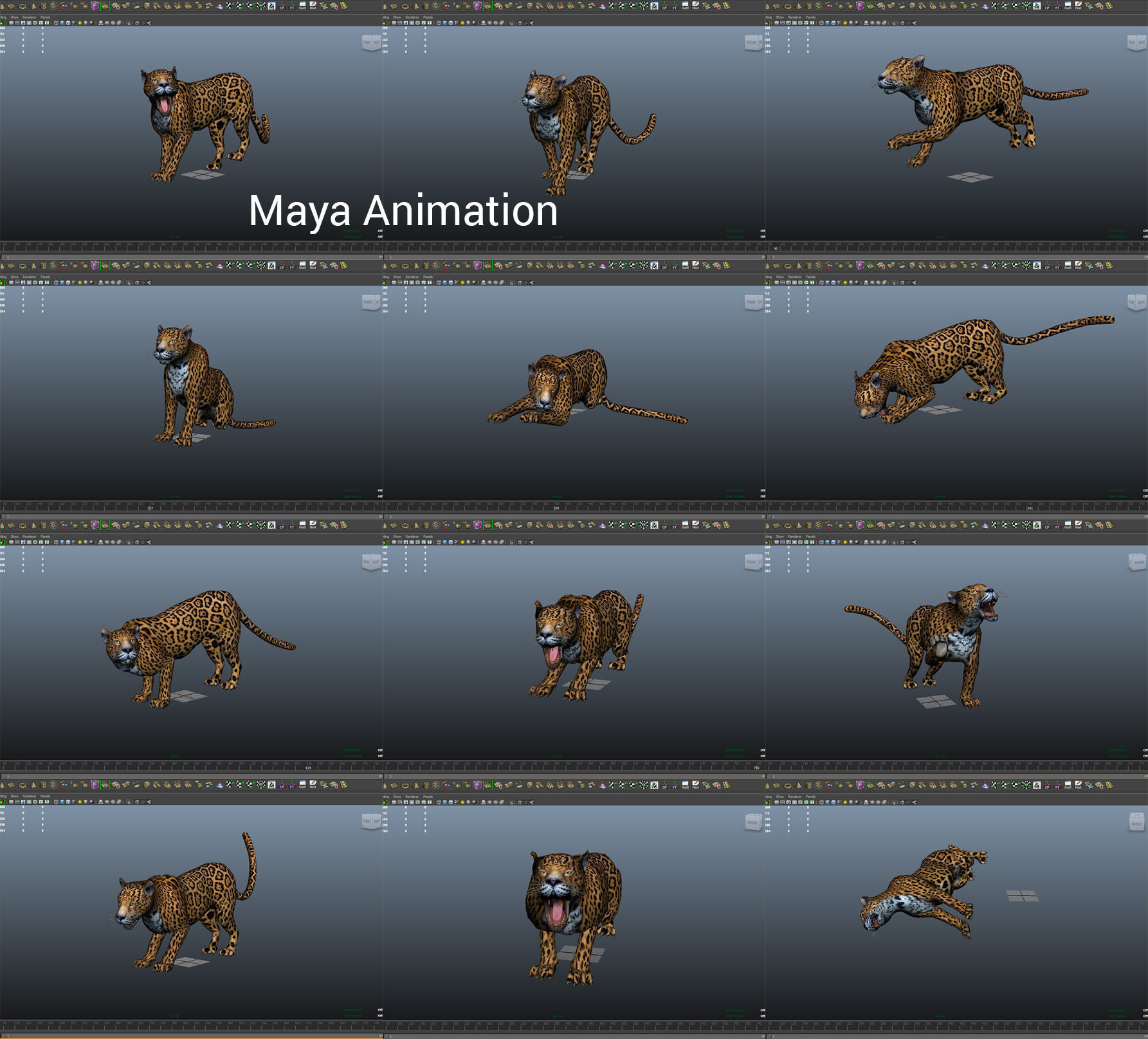 Rigged And Animated Leopard Low-poly 3D model_25