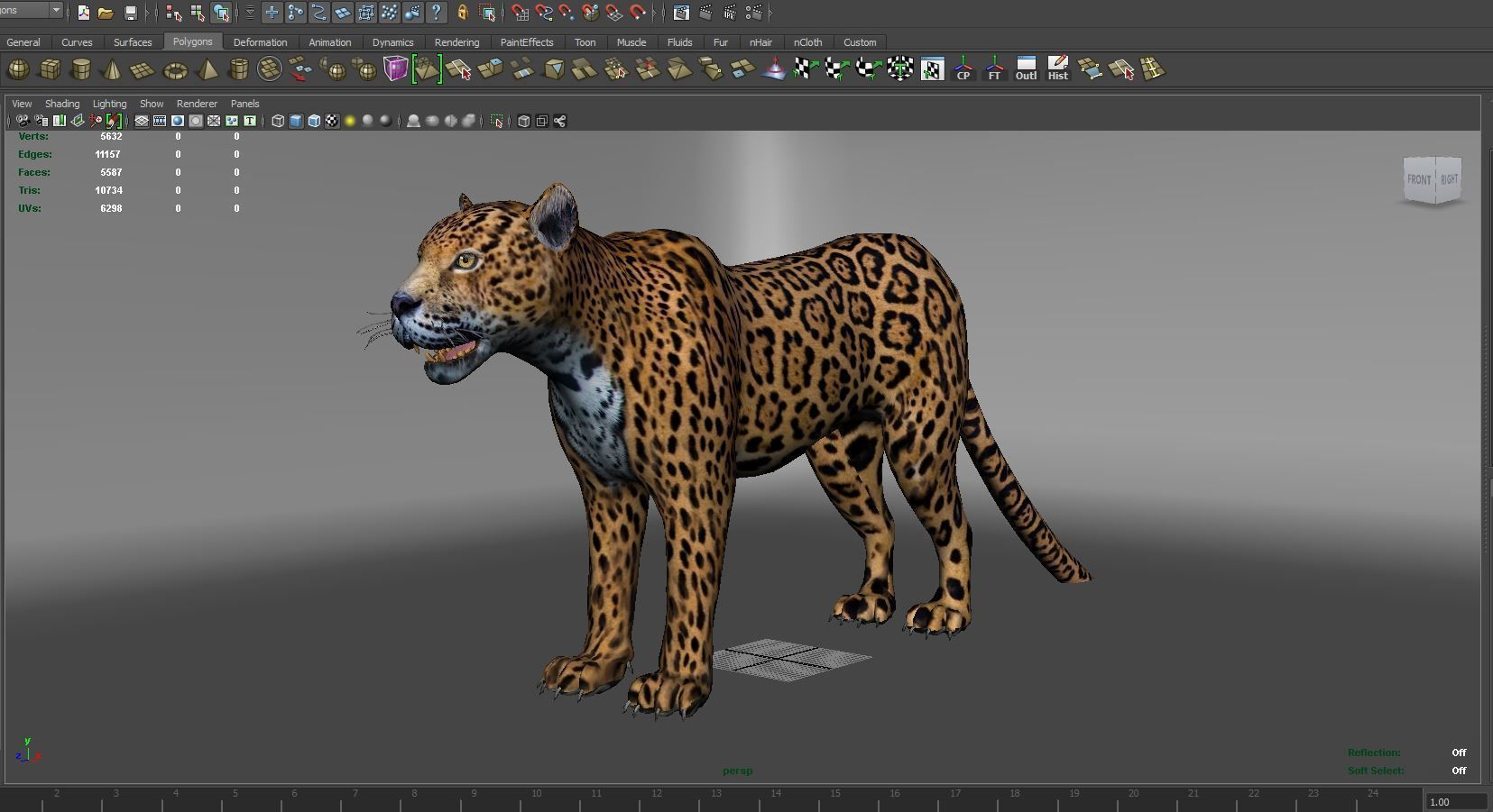 Rigged And Animated Leopard Low-poly 3D model_19