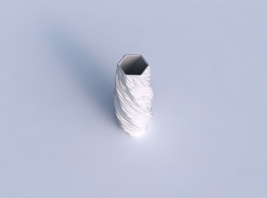 Vase twisted hexagon with twisted diagonal dents and bulges 3D print model_1