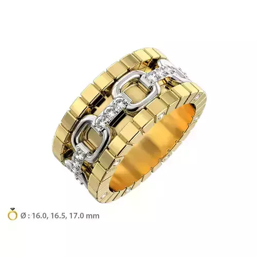 N147 Wide chain wedding ring