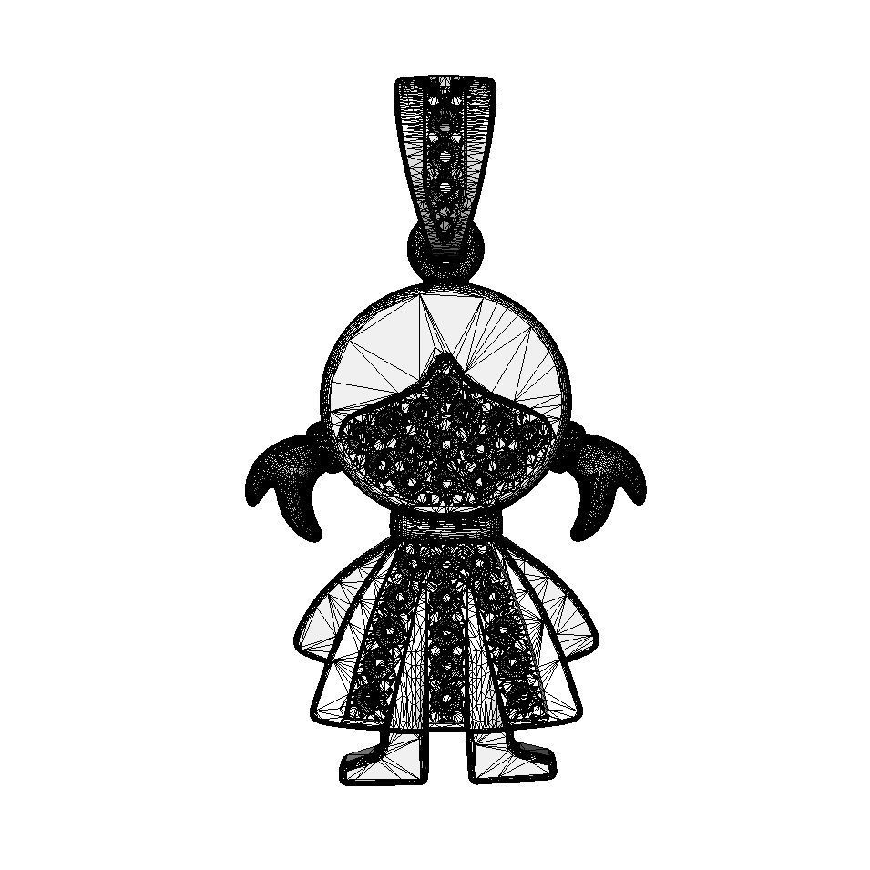 N133 Girl pendant 3D print model_4