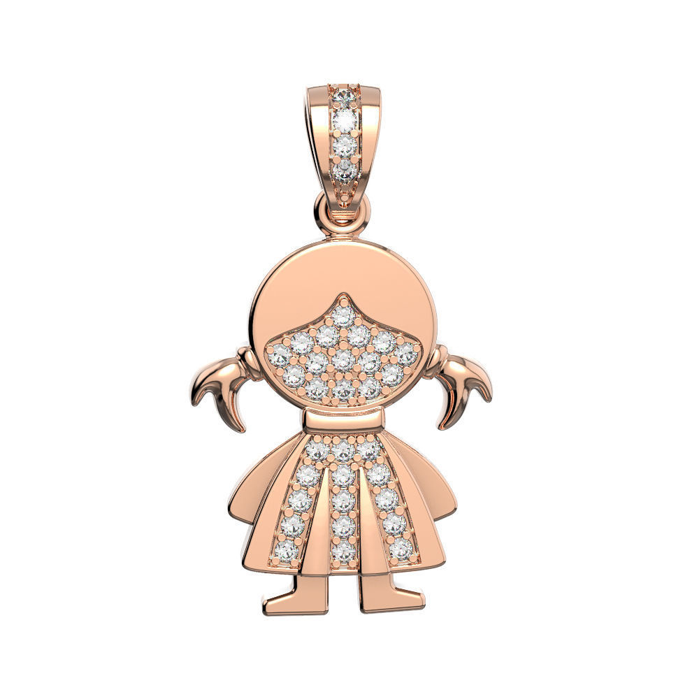 N133 Girl pendant 3D print model_2