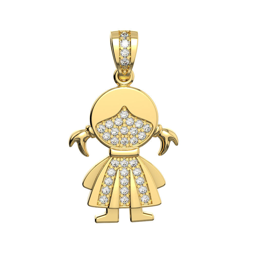 N133 Girl pendant 3D print model_1