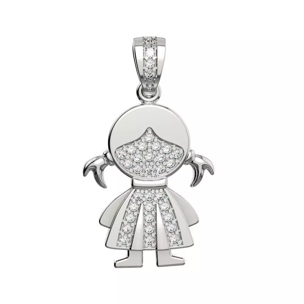 N133 Girl pendant 3D print model_0