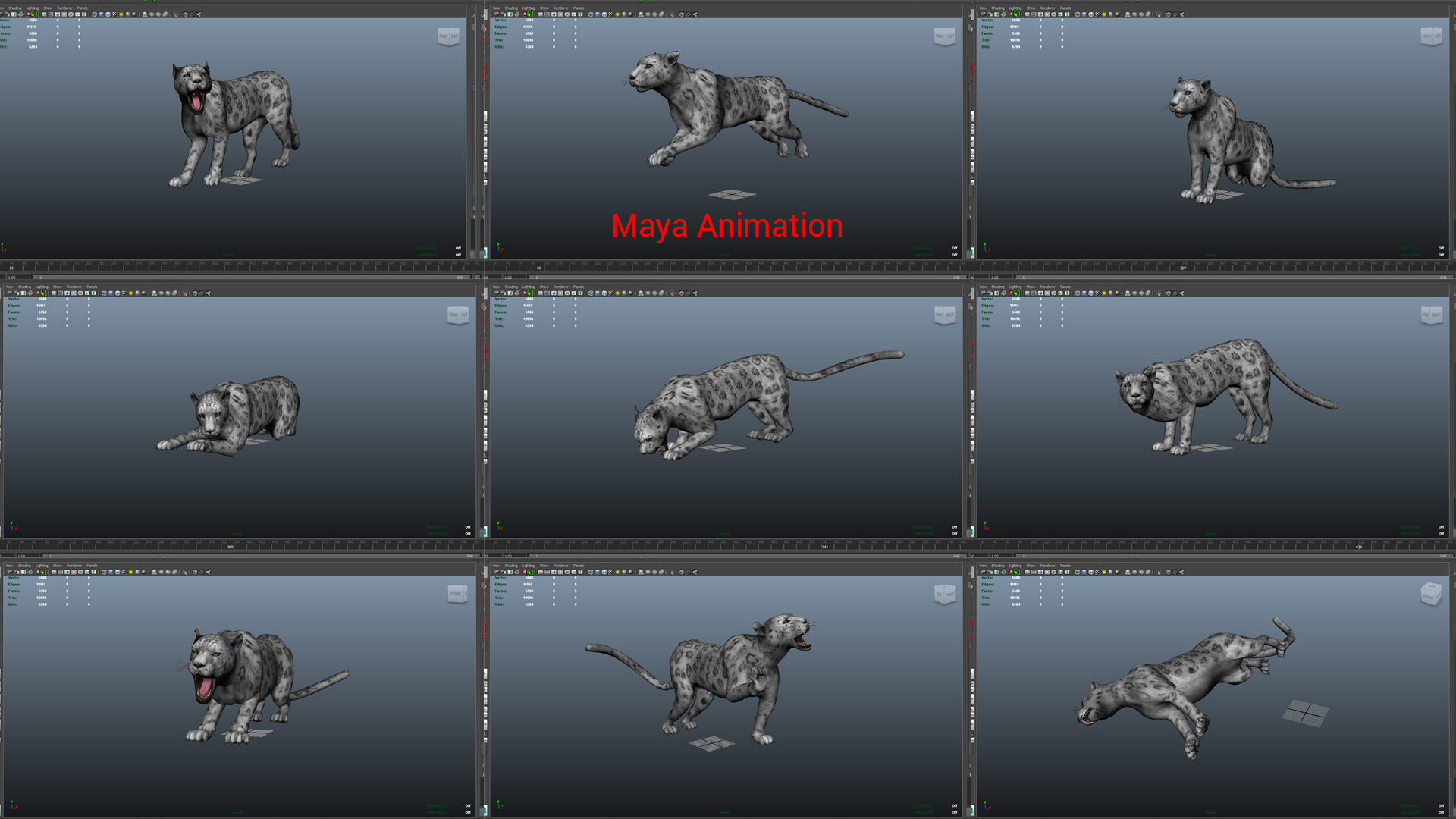 Rigged and Animated White Leopard 3D Low-poly 3D model_31