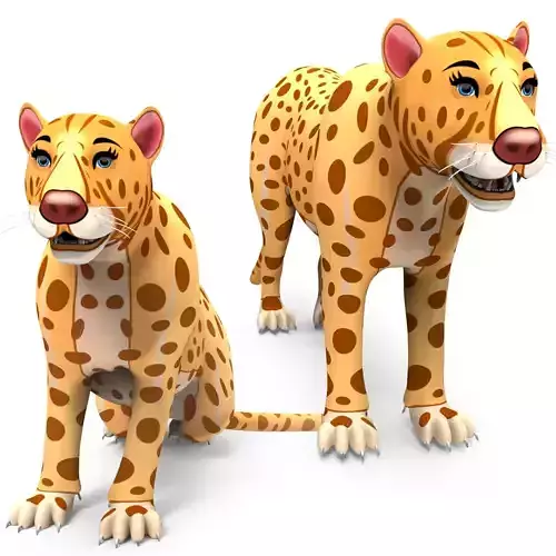 3D Rigged And Animated Cartoon Leopard Low-poly 3D model