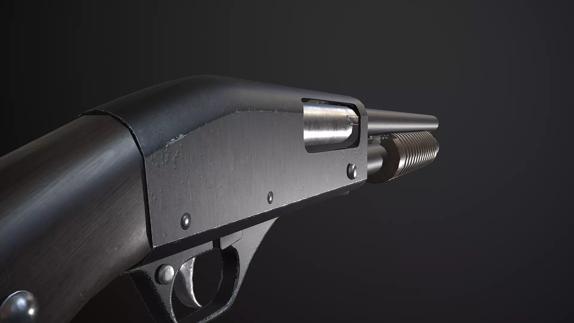 Sawed-off shotgun - Game-ready PBR Low-poly 3D model_0