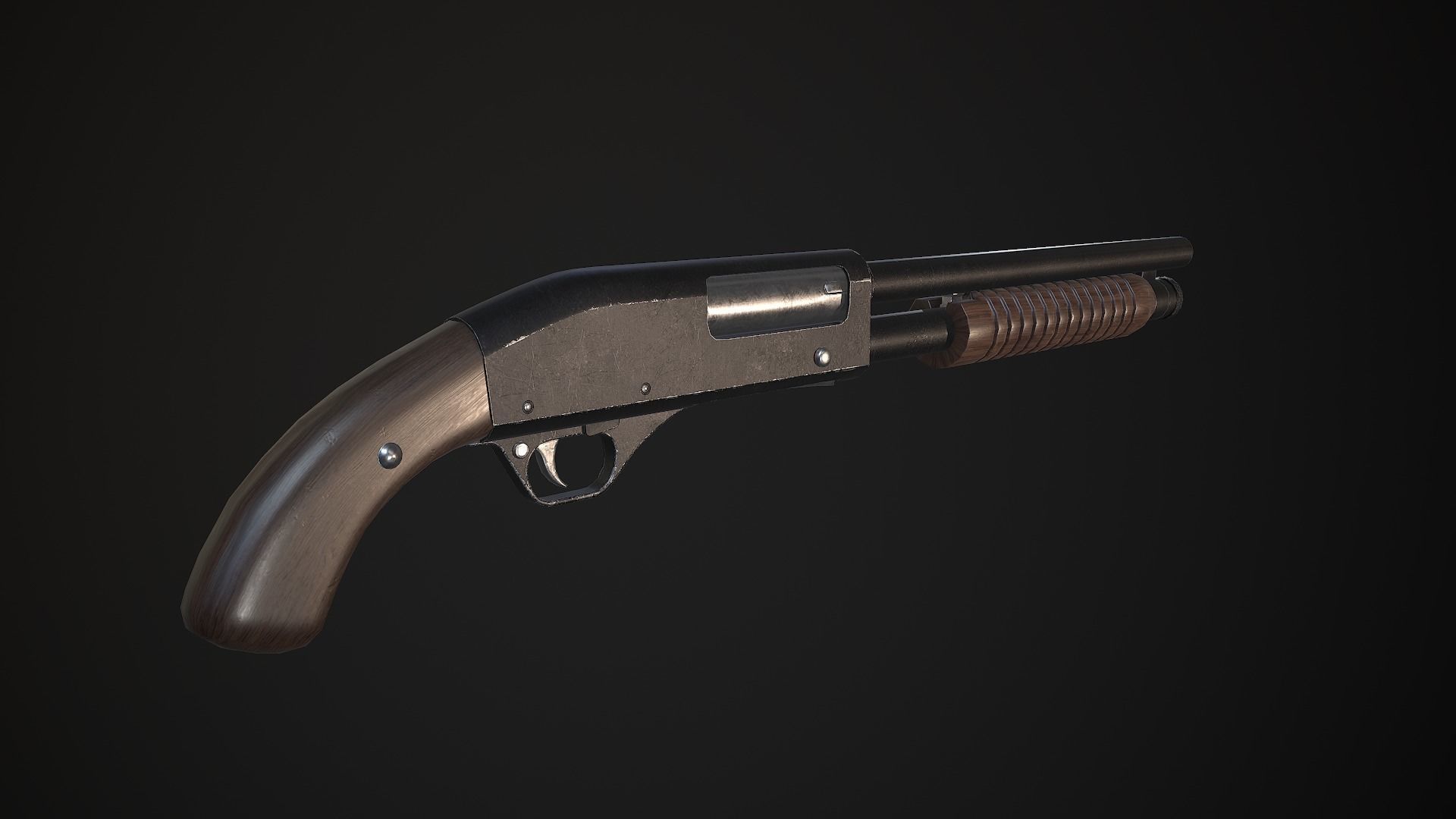 Sawed-off shotgun - Game-ready PBR Low-poly 3D model_4