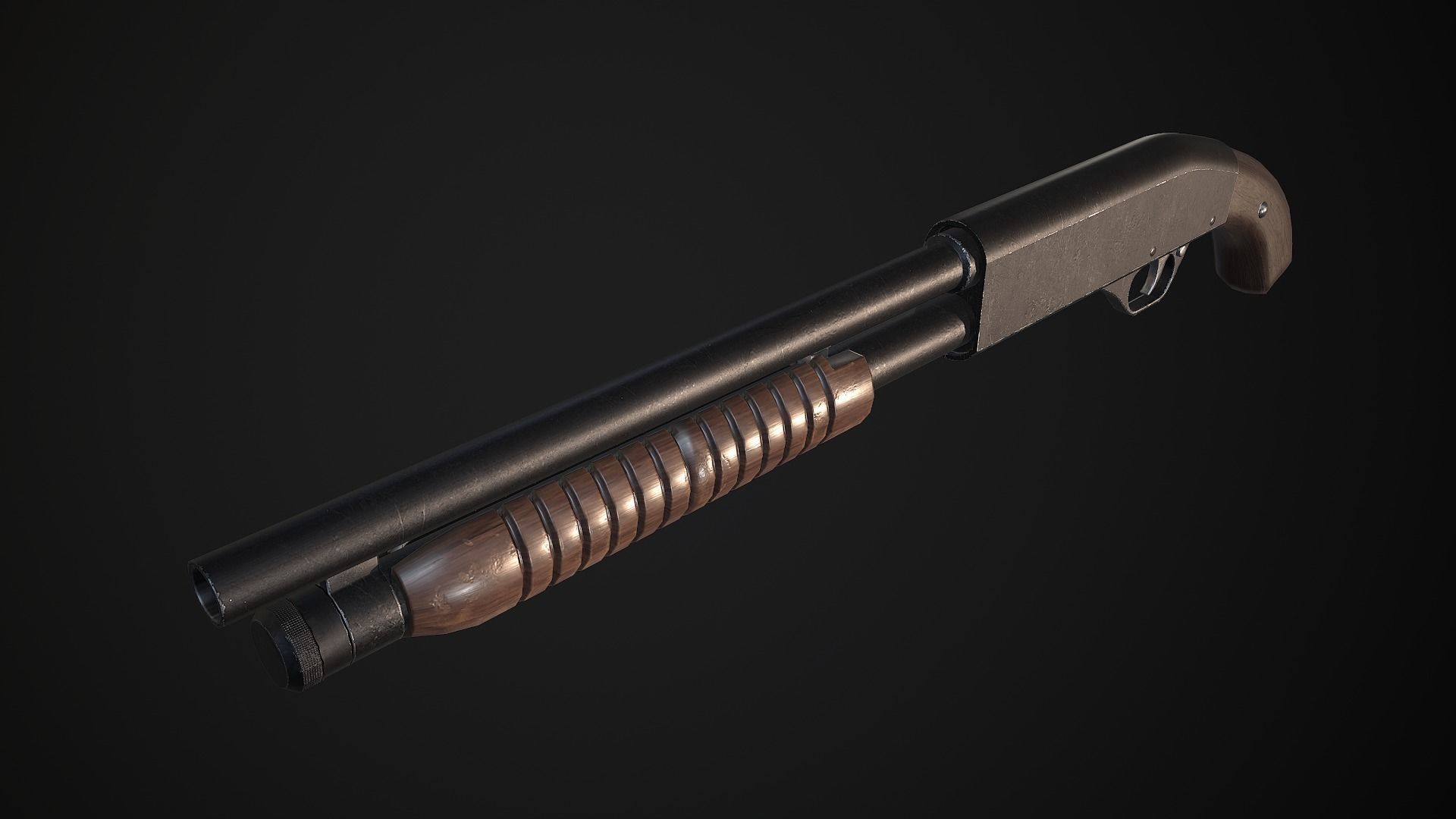 Sawed-off shotgun - Game-ready PBR Low-poly 3D model_6