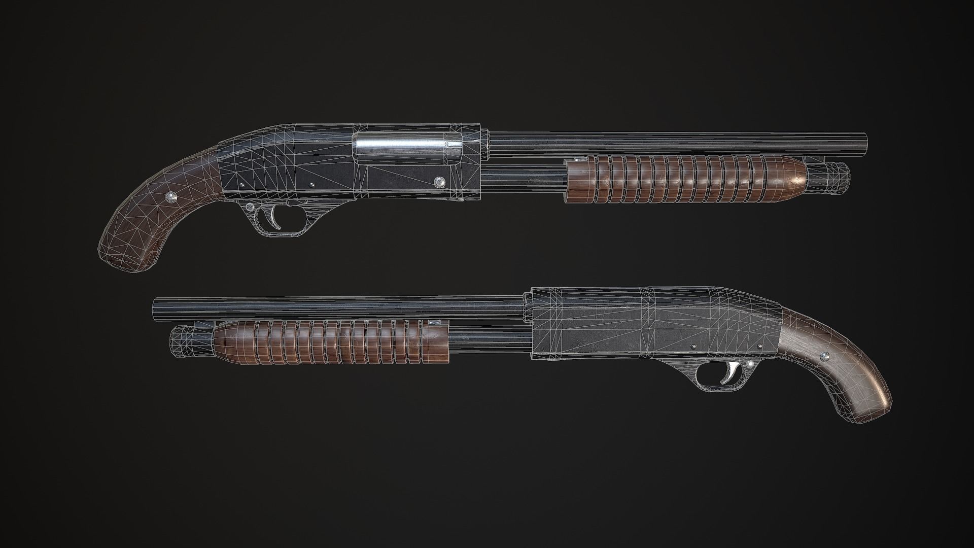 Sawed-off shotgun - Game-ready PBR Low-poly 3D model_3