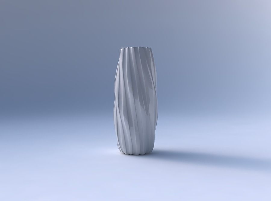 Vase twisted hexagon with twisted smooth ribbons 3D print model_4