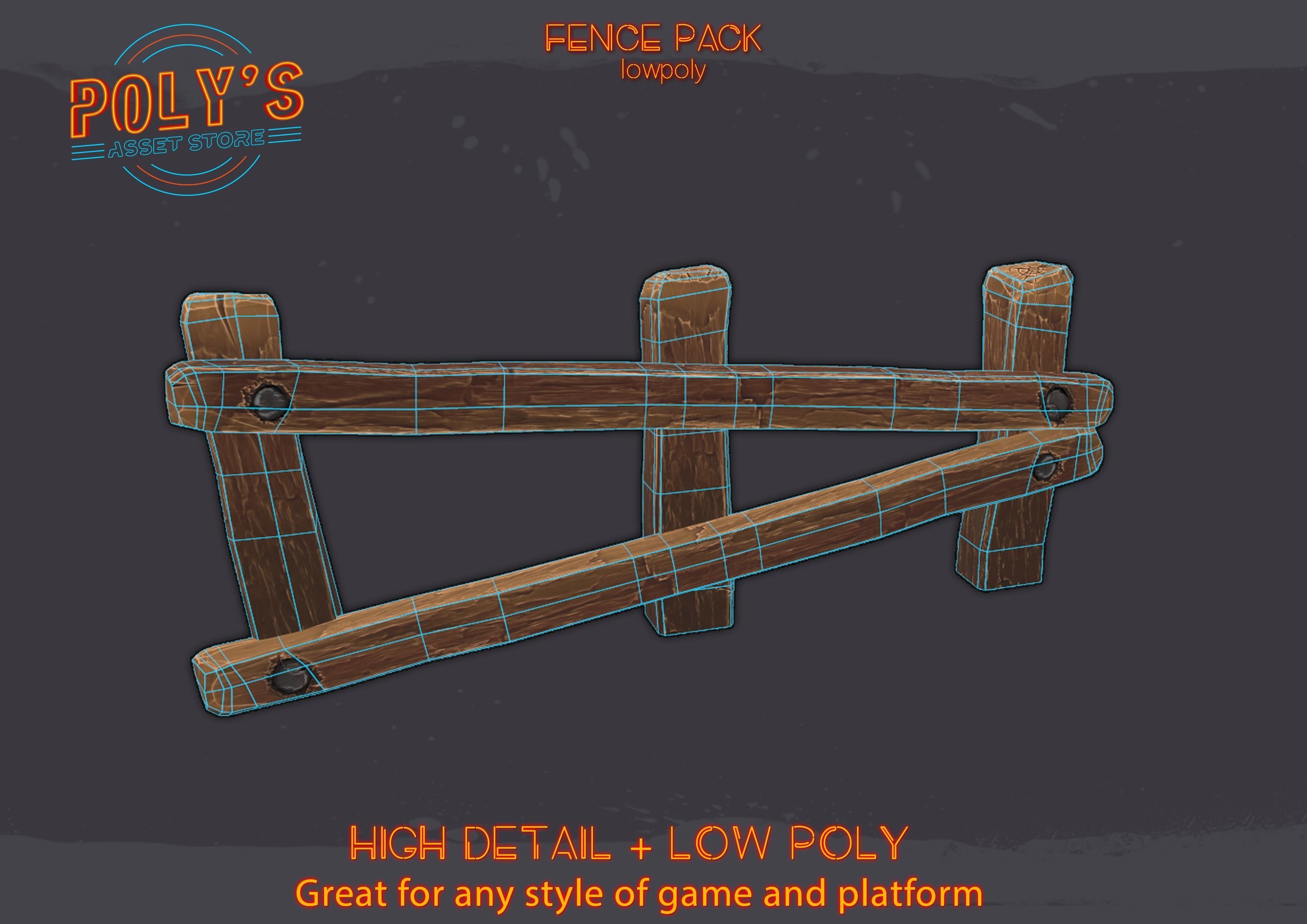 Low Poly Fence Low-poly 3D model Low-poly 3D model_6