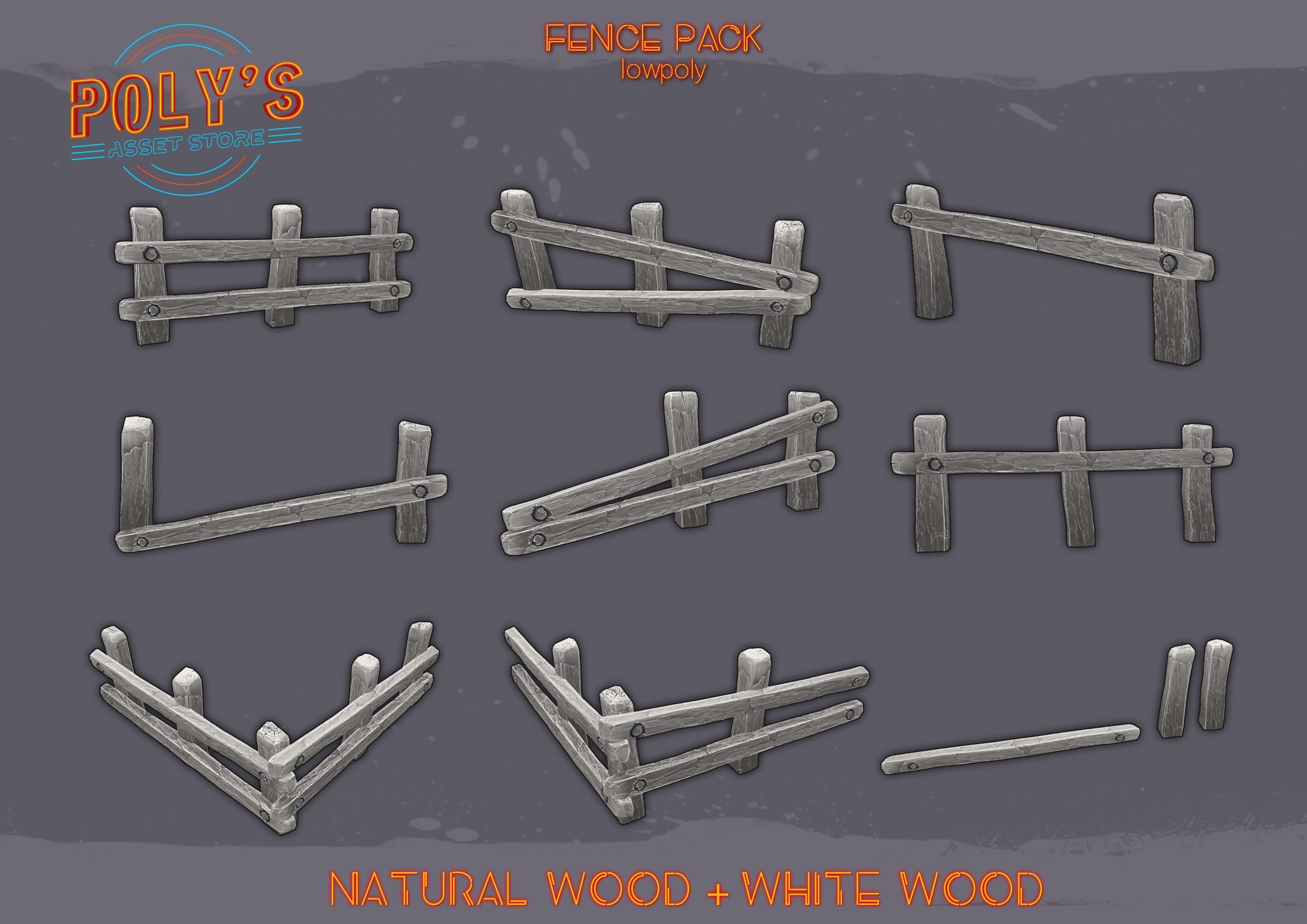 Low Poly Fence Low-poly 3D model Low-poly 3D model_5