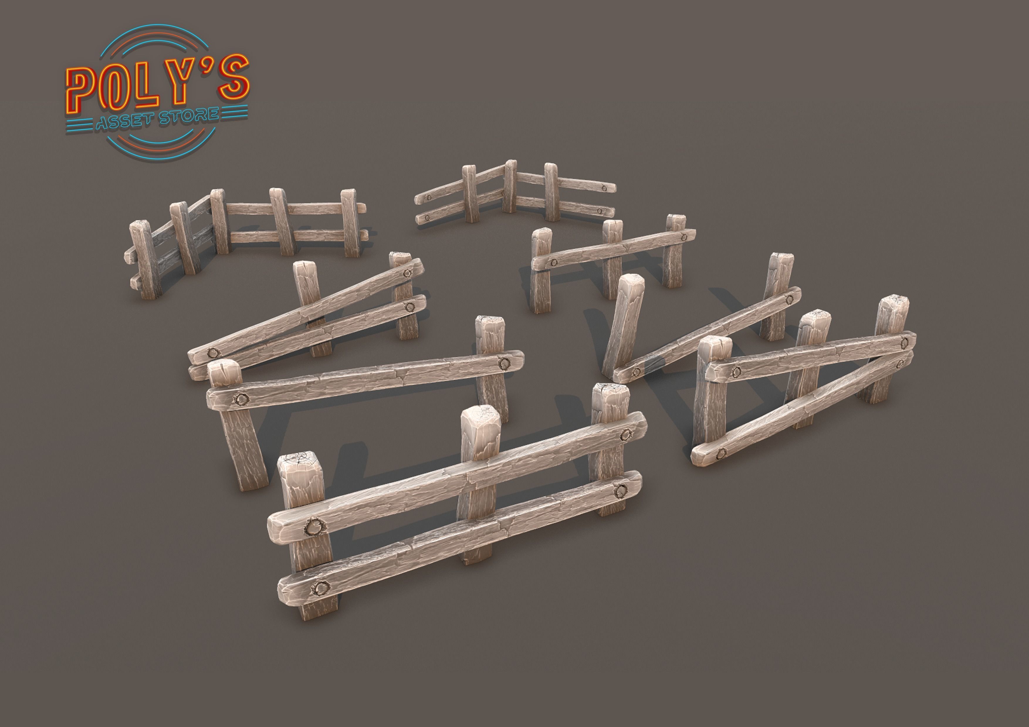 Low Poly Fence Low-poly 3D model Low-poly 3D model_17
