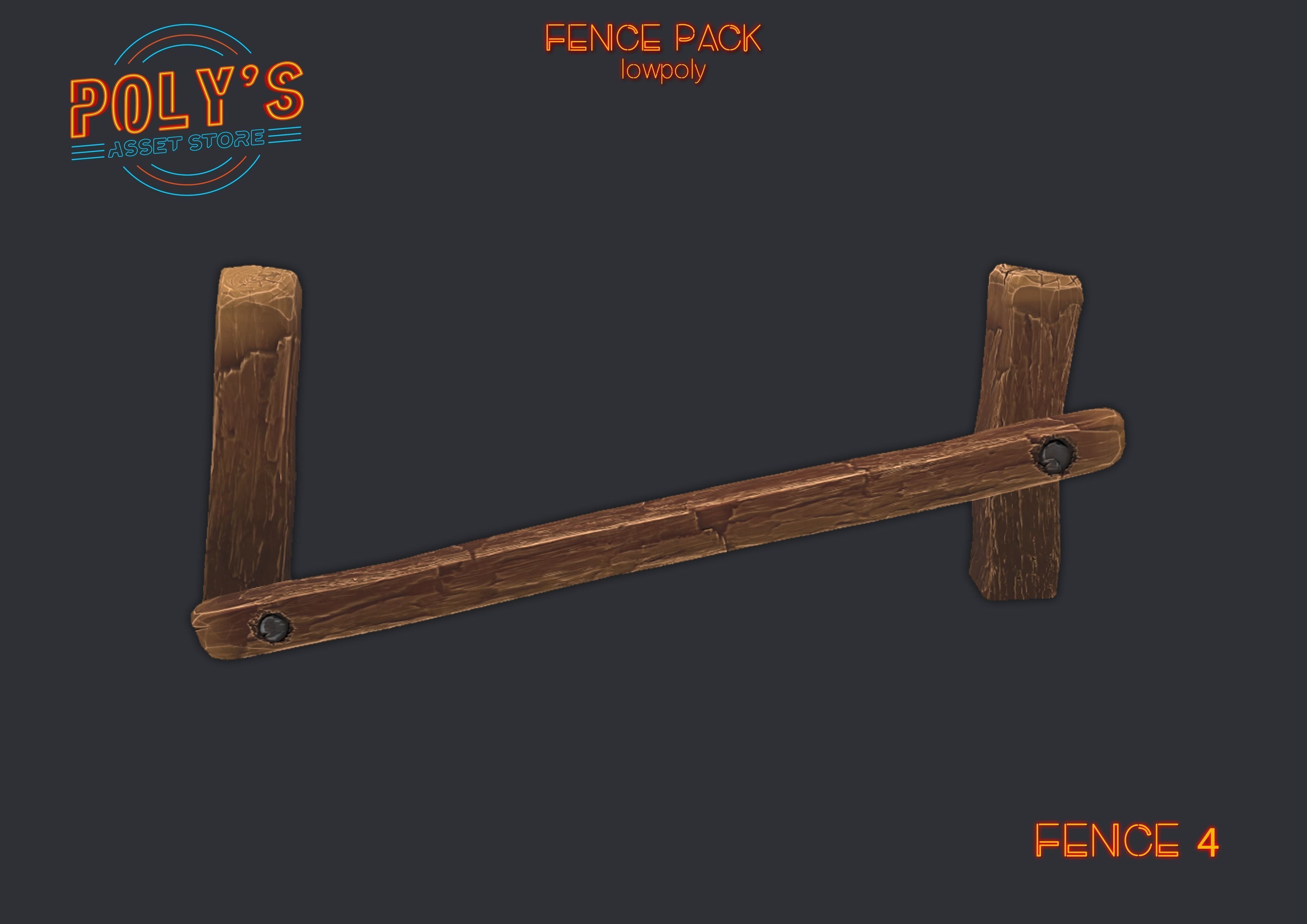 Low Poly Fence Low-poly 3D model Low-poly 3D model_10