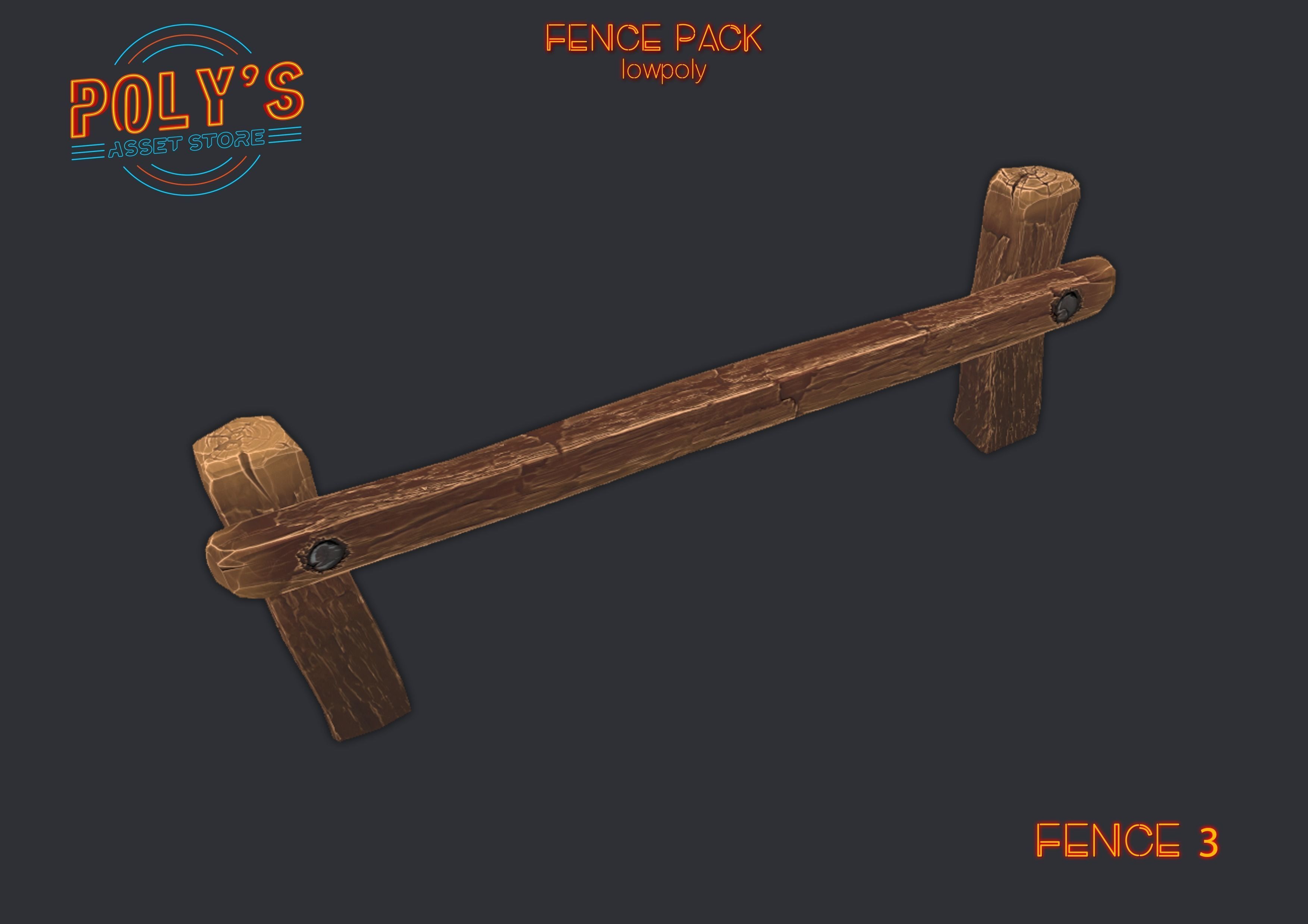 Low Poly Fence Low-poly 3D model Low-poly 3D model_9