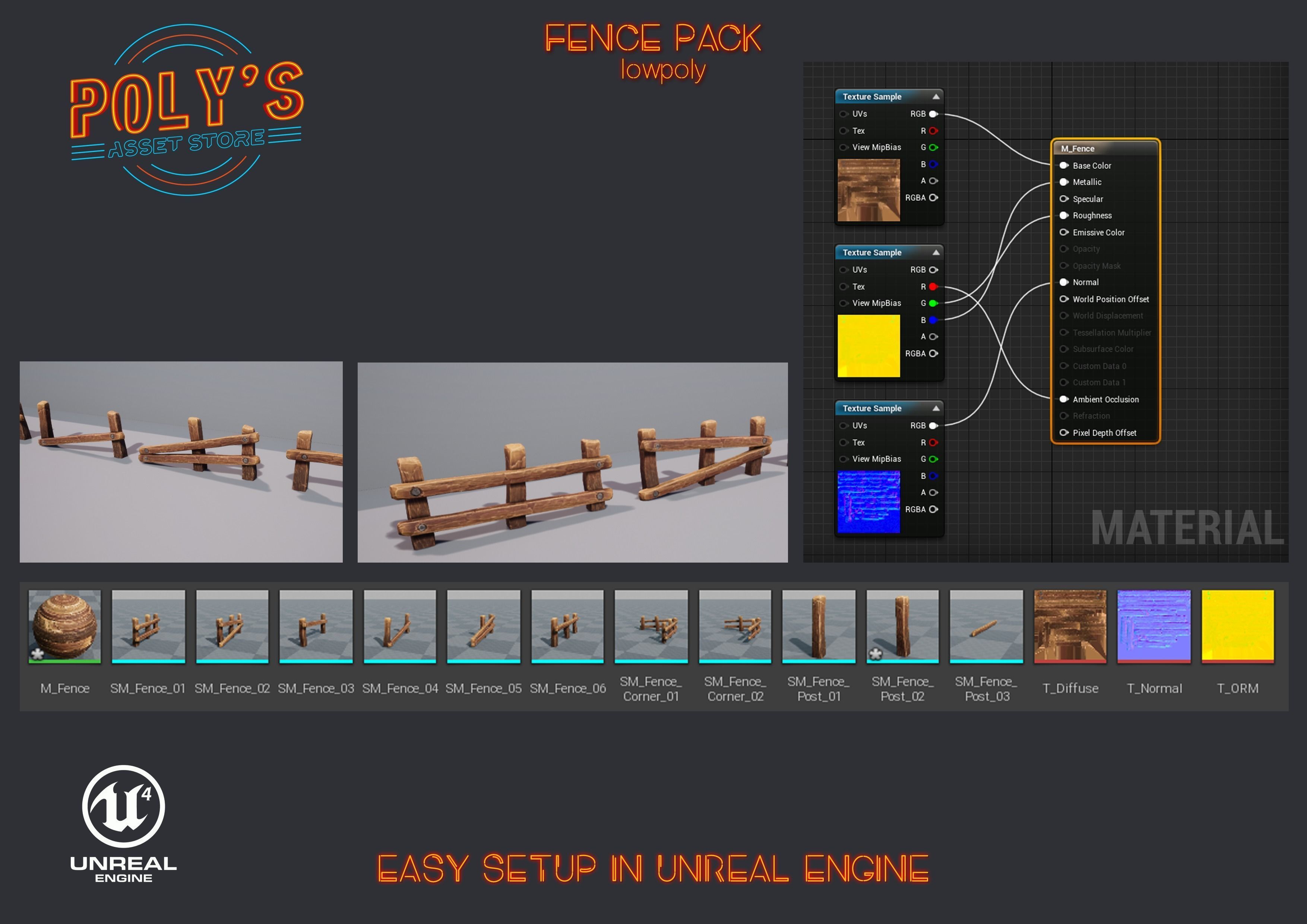 Low Poly Fence Low-poly 3D model Low-poly 3D model_16