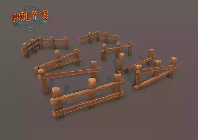 Low Poly Fence Low-poly 3D model Low-poly 3D model