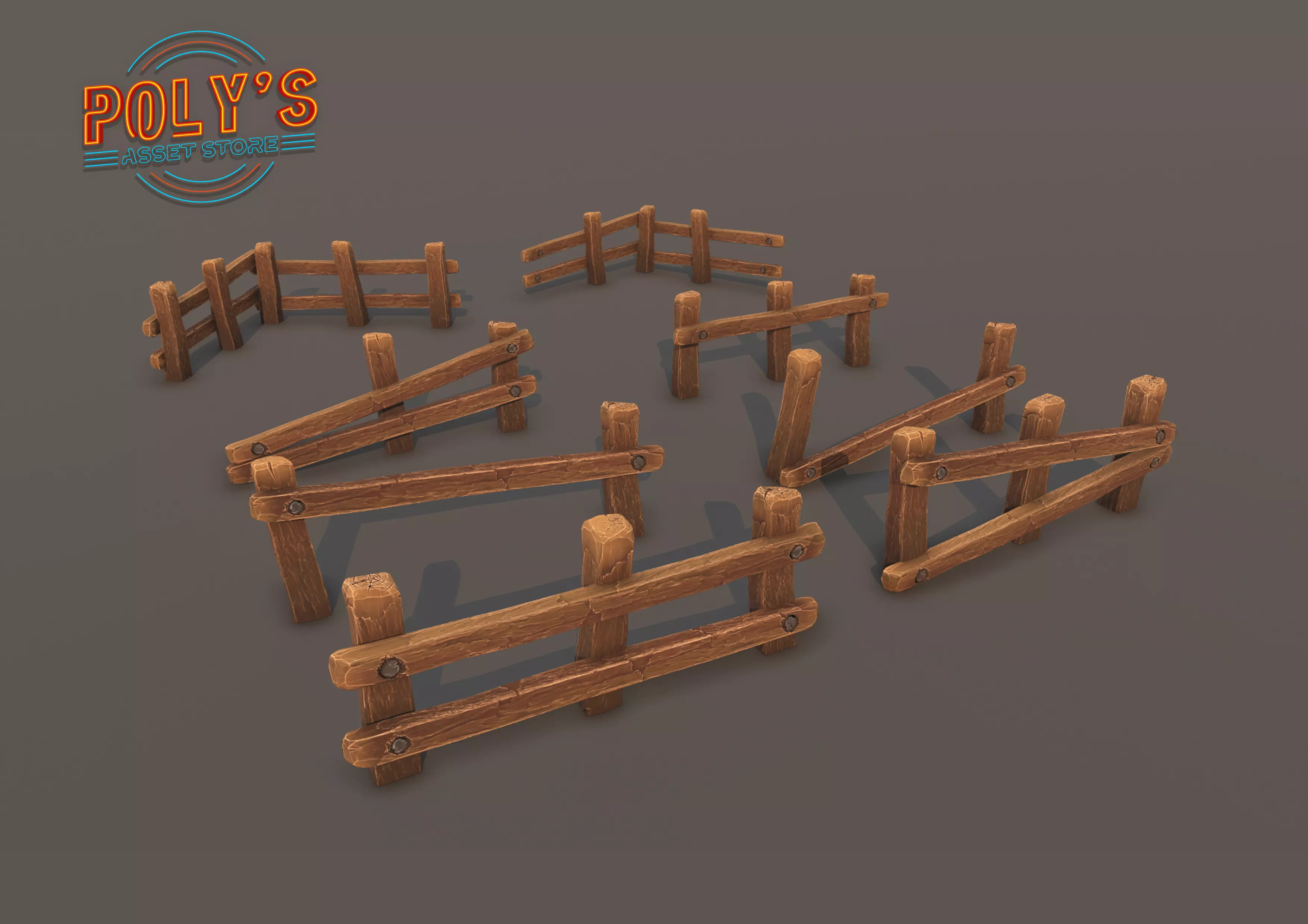Low Poly Fence Low-poly 3D model Low-poly 3D model_0