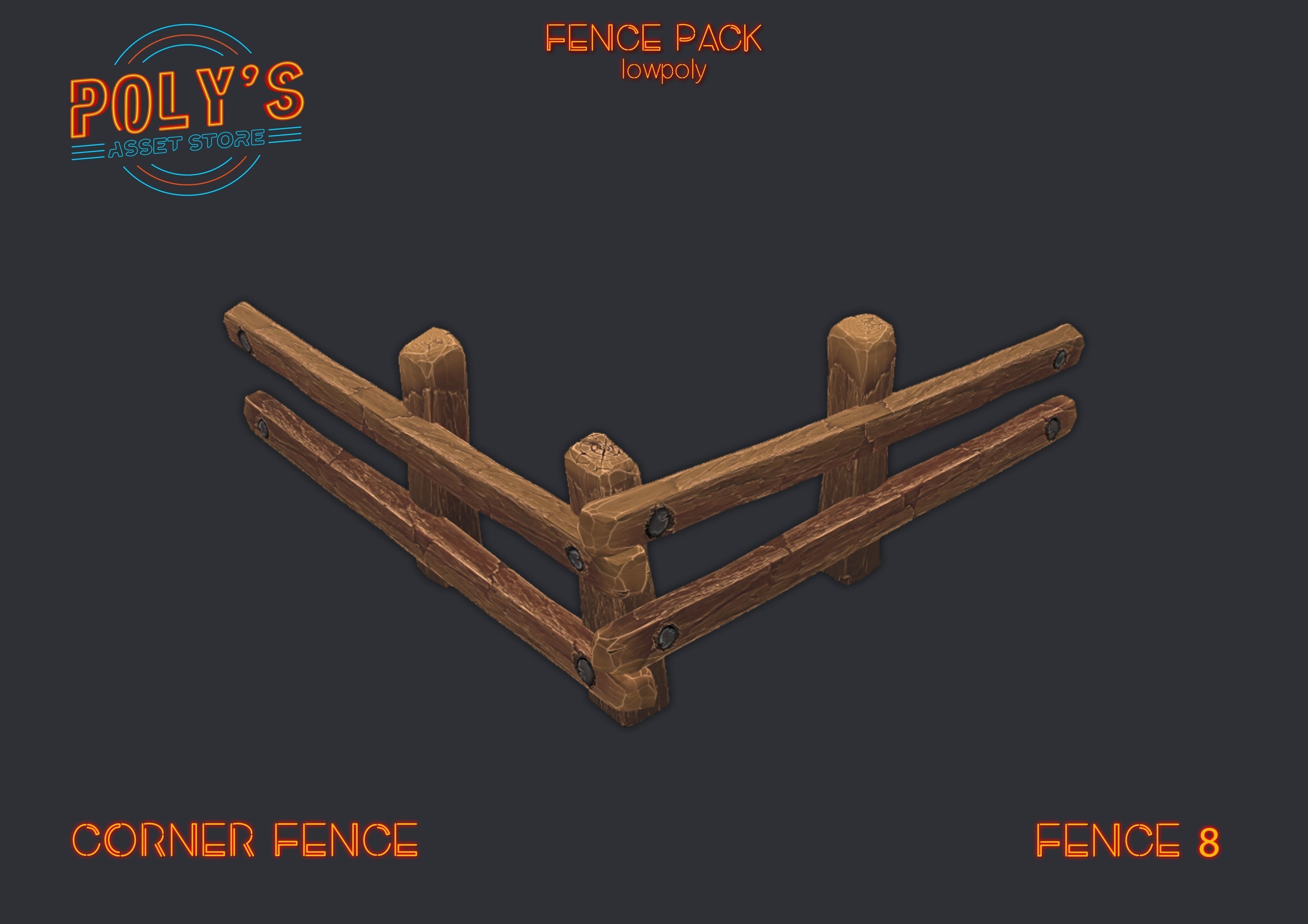 Low Poly Fence Low-poly 3D model Low-poly 3D model_14