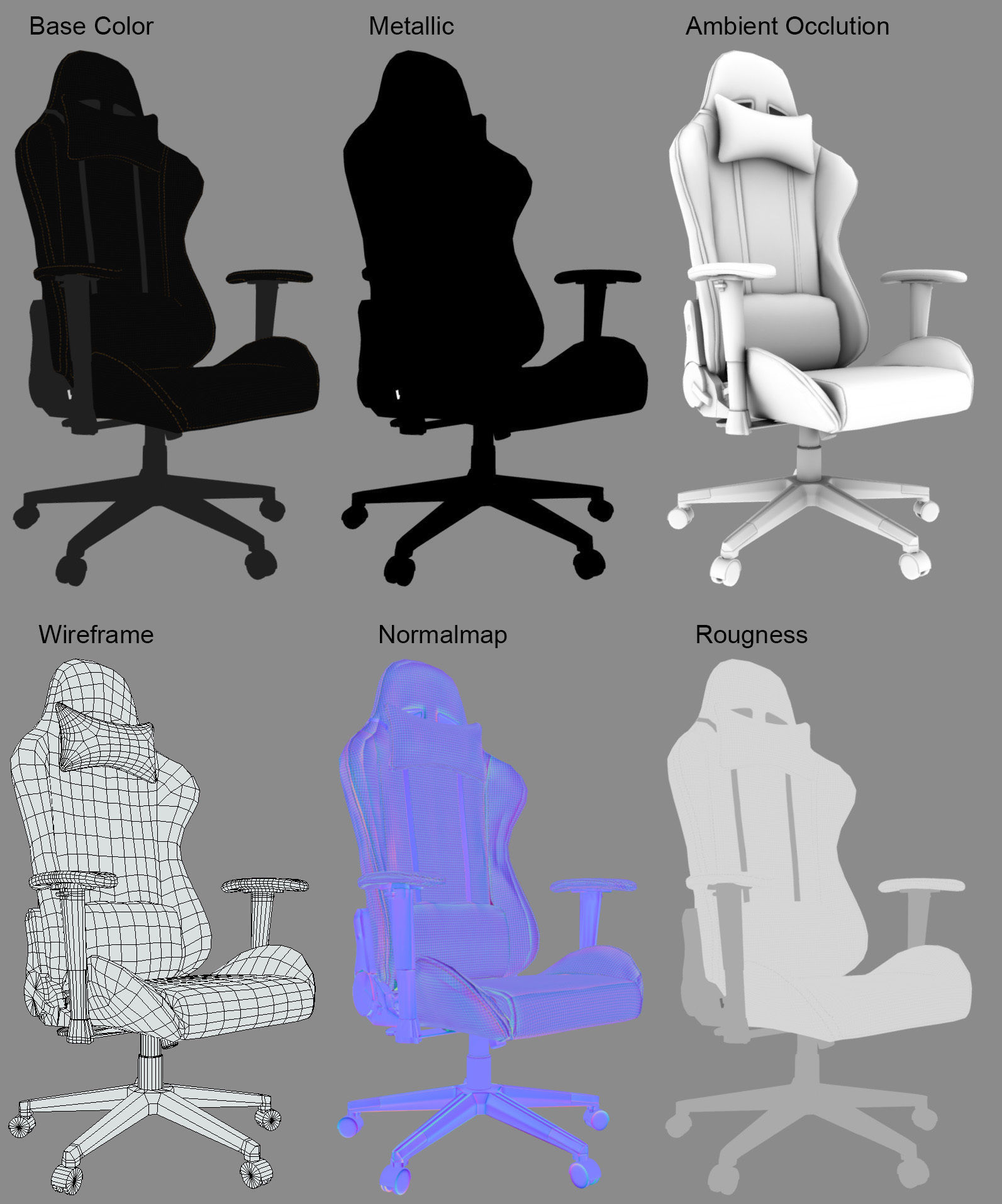 Gaming Chair Low-poly 3D model_20