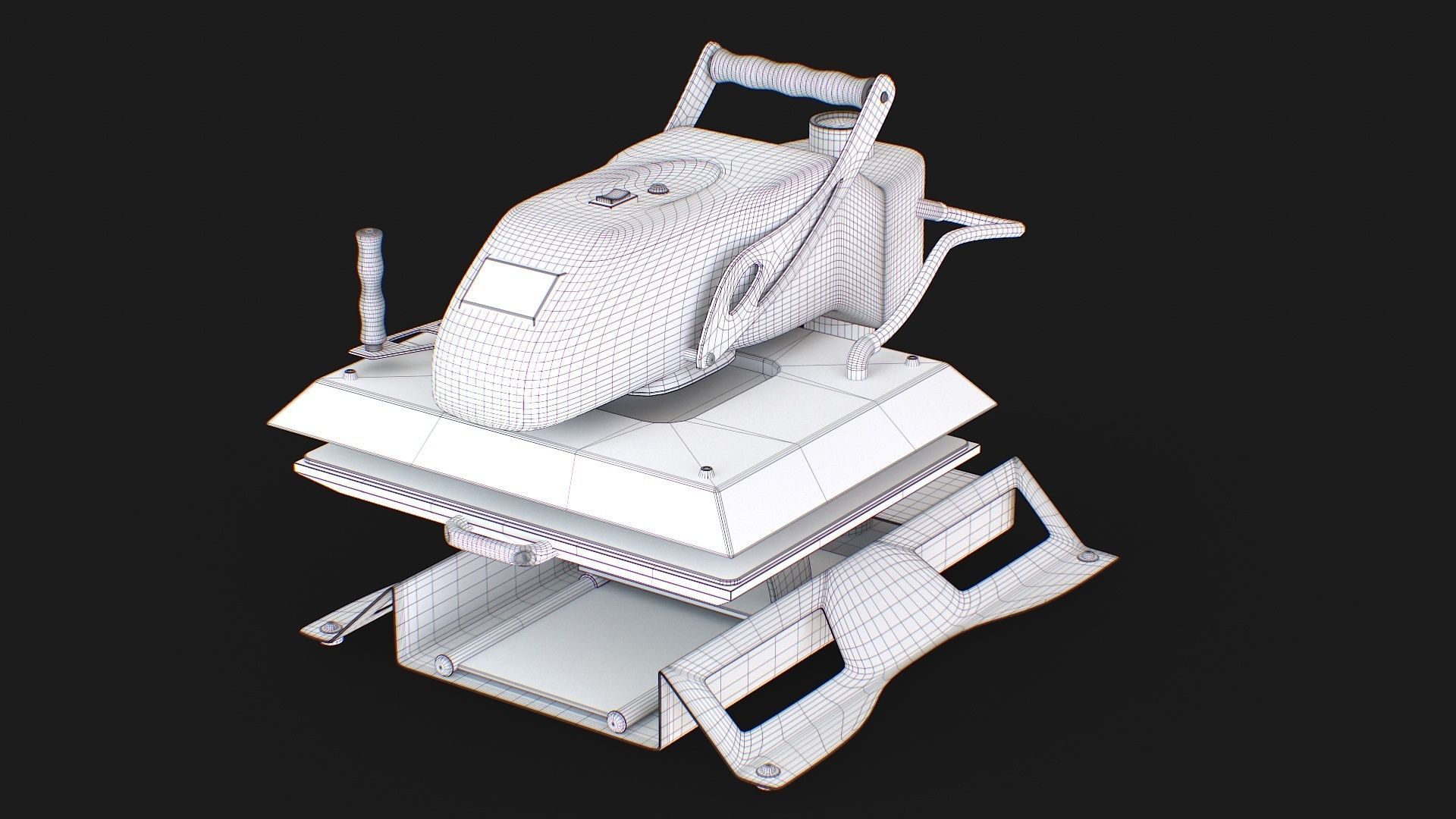 ST 4050H  Sublimation T Shirt Heat Press Machine - Flat Bed Iron Low-poly 3D model_26