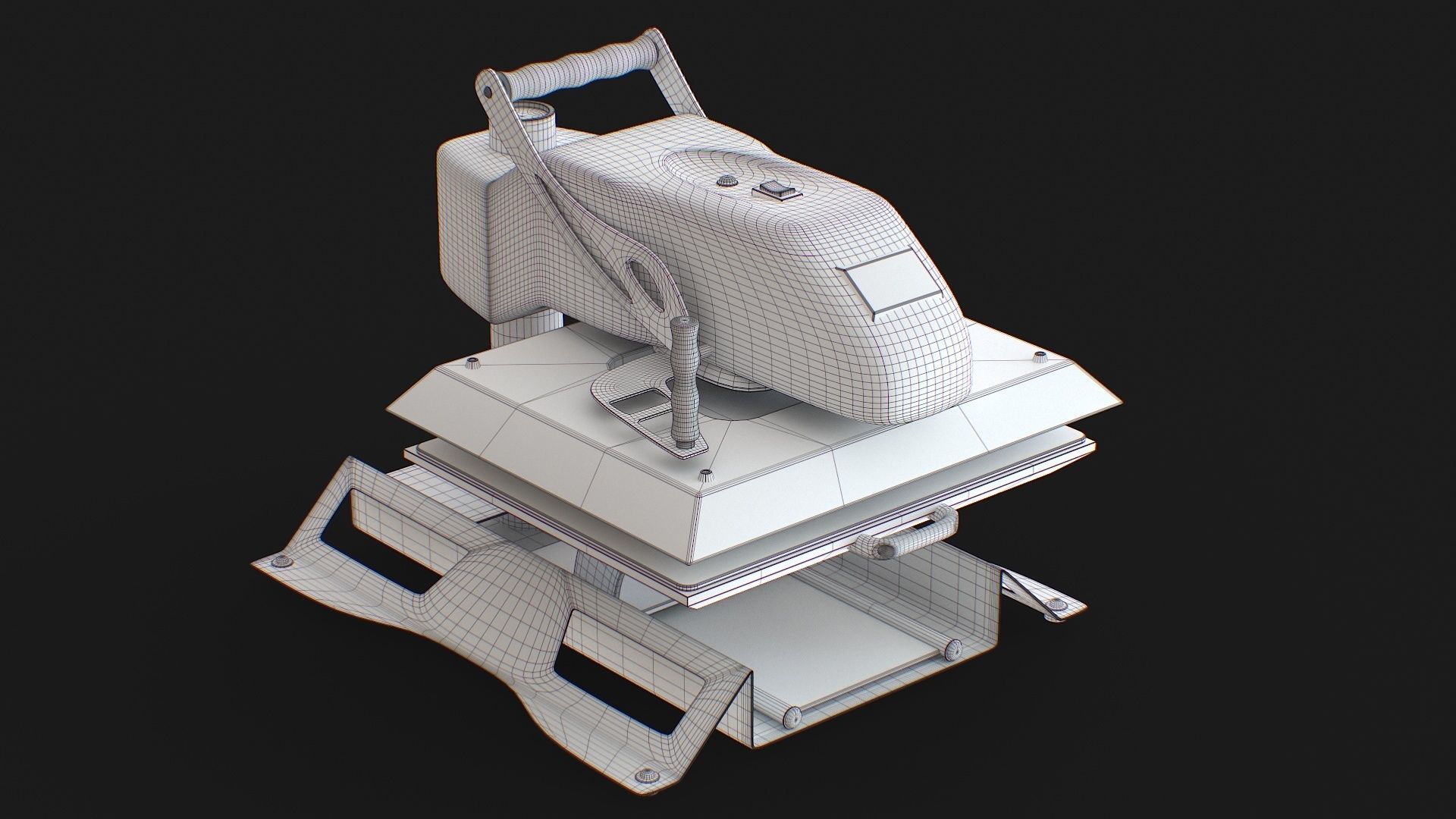 ST 4050H  Sublimation T Shirt Heat Press Machine - Flat Bed Iron Low-poly 3D model_25