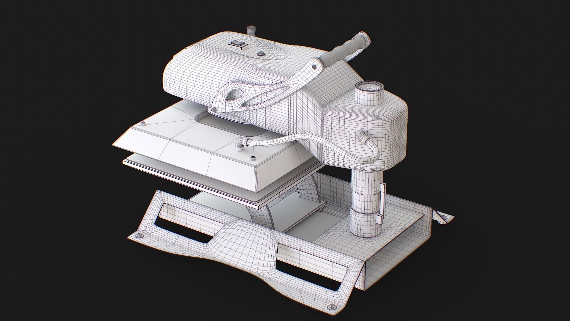 ST 4050H  Sublimation T Shirt Heat Press Machine - Flat Bed Iron Low-poly 3D model_28