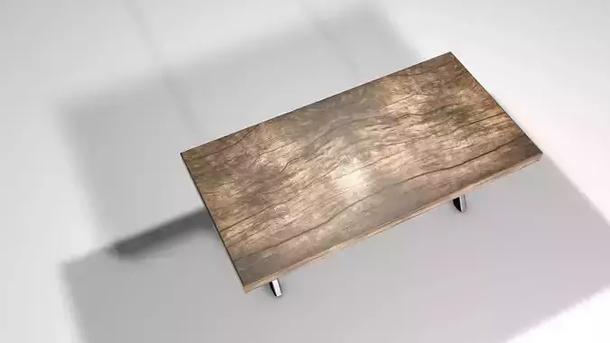 Wooden table on metal feet