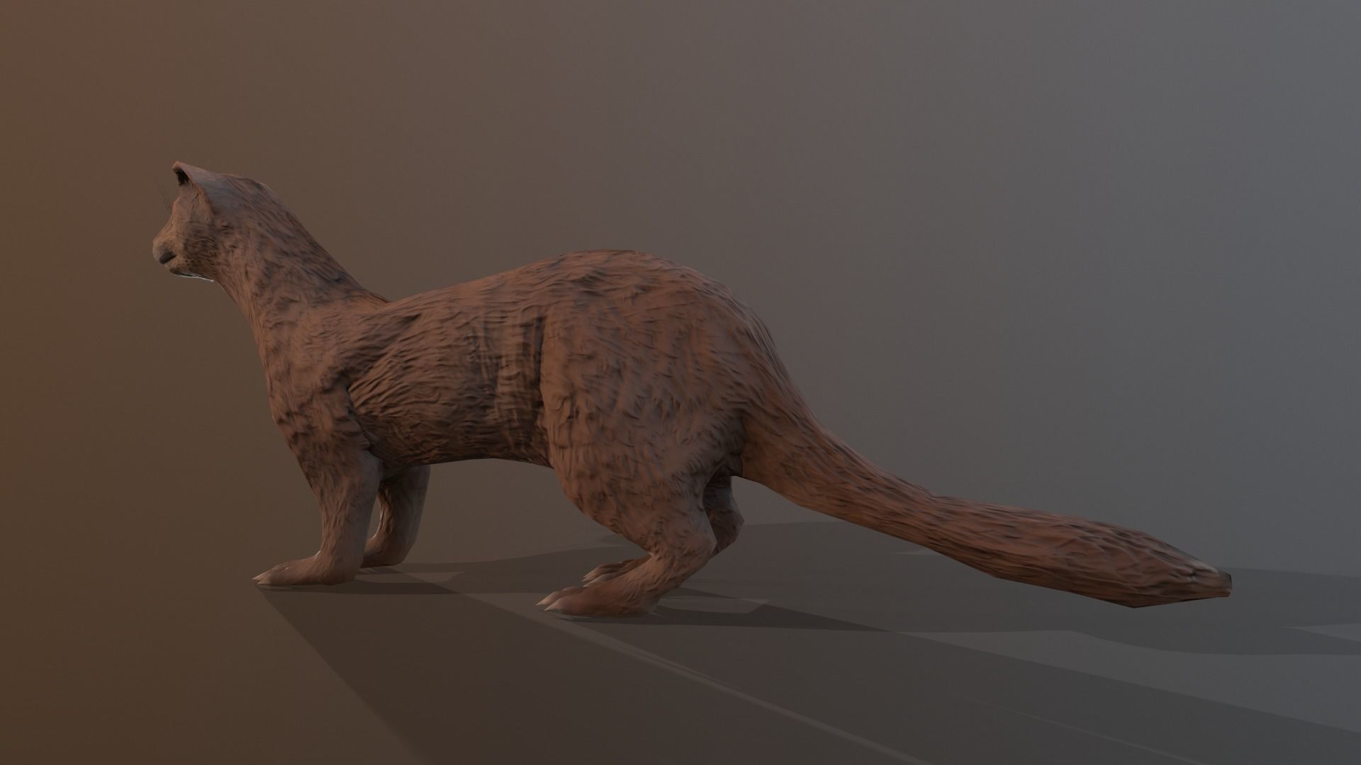 Ferret - beige Low-poly 3D model_1