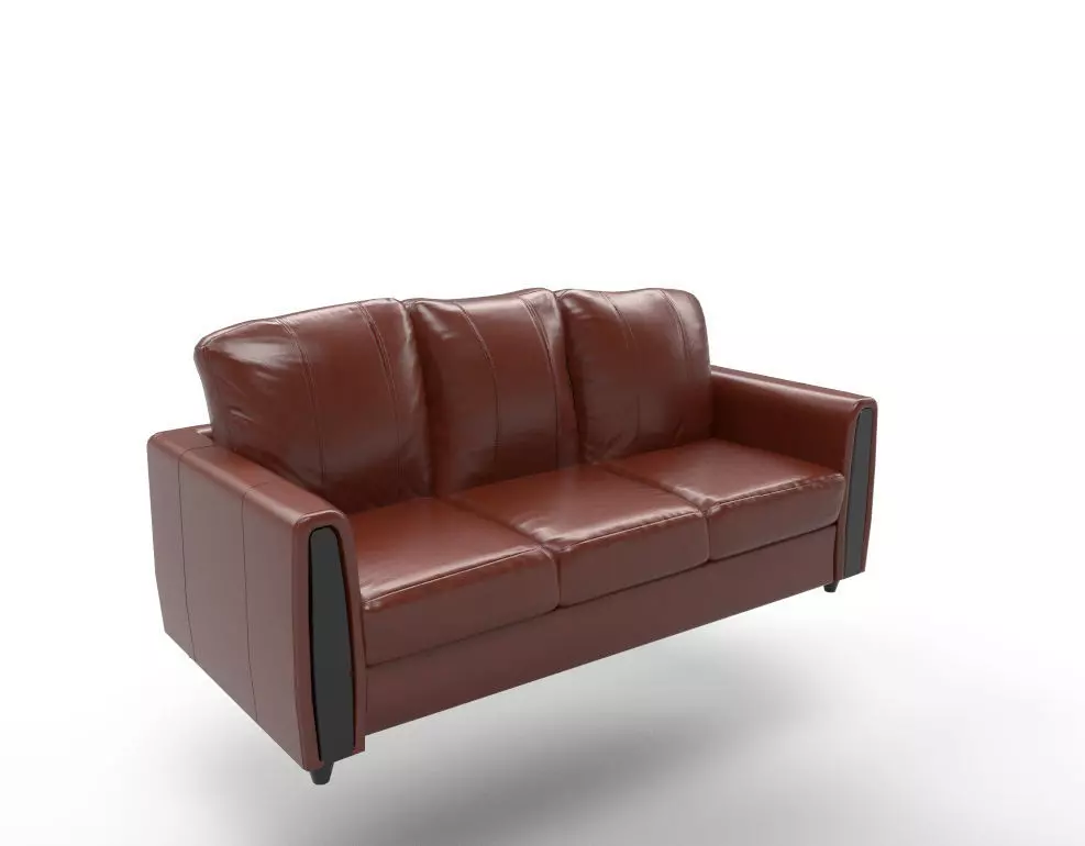 Sofa PBR leather Low-poly 3D model_0